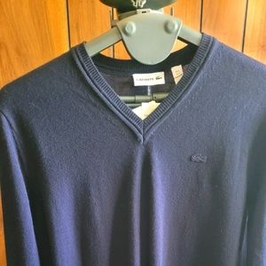 NEW Lacoste V Neck Blue sweater